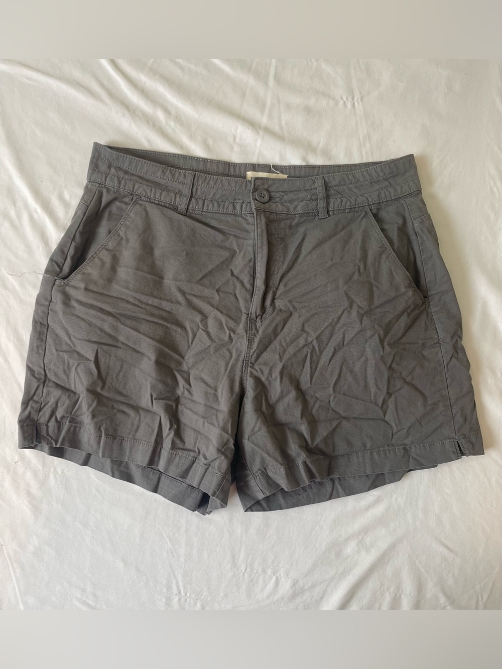 Reel Life Women Shorts Gray Outdoor Athletic Pockets Stretch Large 98% Cotton